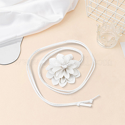 Cinturones de cintura con nudo de corbata de cuero sintético con flores 3D&nbsp;AJEW-CY0002-87C
