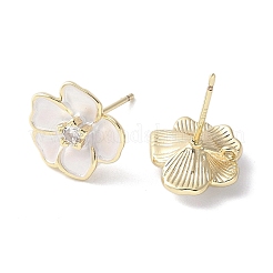 Фурнитура для сережек-гвоздиков из латуни с эмалью «Камелия»&nbsp;LS-EJEW-V002-01G