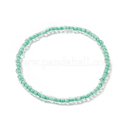 7 pièces 7 couleur bonbon couleur verre graine perlée bracelets de cheville extensibles ensemble pour les femmes&nbsp;AJEW-AN00530