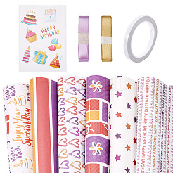 Слово с днем рождения узор подарочная упаковка бумажные наборы DIY-TAC0020-49