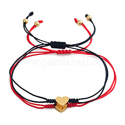 2 bracciale con perline intrecciate in acciaio inossidabile 304 a forma di cuore&nbsp;LR5598-3