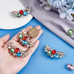 4 шт. 2-цветный сплав крыла со стеклянными стразами и железными пряжками для обуви&nbsp;FIND-PH0027-96A