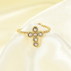 Кольца-манжеты из нержавеющей стали 304 с кристаллами и стразами для женщин&nbsp;RJEW-G338-03G