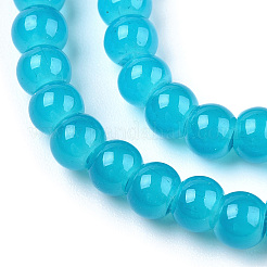 Выпечки окрашены имитация нефрита стекловолокна круглый шарик DGLA-Q021-4mm-07