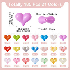 185 шт. 21-цветные непрозрачные и прозрачные и с УФ-покрытием акриловые бусины MACR-TA0002-37