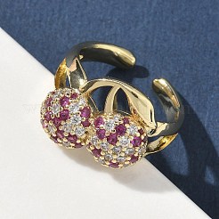 Латунные микро проложить манжеты кольца кубического циркония&nbsp;RJEW-H256-14G-02