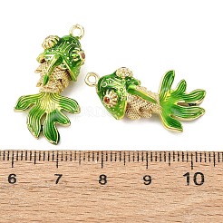 真鍮製マイクロパヴェキュービックジルコニアペンダント  魚  18KGP本金メッキ  エナメル  カドミウムフリー＆鉛フリー  ラックめっき  長持ちメッキ  グリーン  29x15x11.5mm  穴：1.6mm&nbsp;X1-KK-D019-30B-G