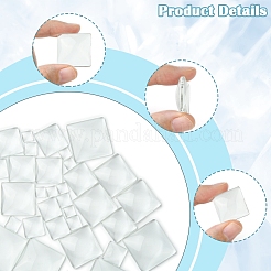 48 шт. 6 стиля прозрачных квадратных стеклянных кабошонов GGLA-FS0001-06