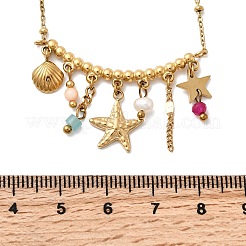 Женские ожерелья-нагрудники с подвеской в форме морской звезды из нержавеющей стали 304 NJEW-K255-58G