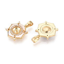 Латунный микро-паве кубический кубик циркония жемчужина KK-T079-06G