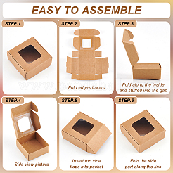 Подарочная коробка из крафт-бумаги с видимым окошком&nbsp;CON-WH0088-74A