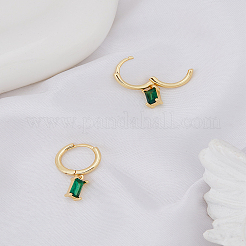 1 paio di orecchini a cerchio in ottone con micro pavé di zirconi cubici&nbsp;EJEW-LP0004-74A