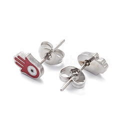 3 пара 3 стильных эмалевых хамса-рука со сглазом и висячими серьгами-кольцами EJEW-B020-08P