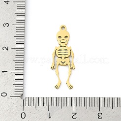 304ステンレスペンダント  スケルトンチャーム  レーザー切断  ゴールドカラー  27.5x10x1.5mm  穴：1.5mm&nbsp;STAS-U041-02C-G