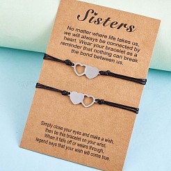 2шт. набор из 2 браслетов в форме сердца из нержавеющей стали 430 JB714A