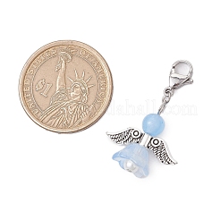 Pendentif décoratif en jade malaisien naturel et teinté ange&nbsp;HJEW-JM02763-05
