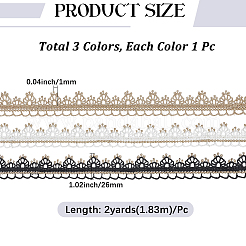 6 Yards 3 Farben Polyester Stickerei Spitzenbesatz Band&nbsp;OCOR-CY0003-84