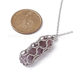 Ожерелье с подвеской в виде пули из натуральных смешанных драгоценных камней NJEW-JN04421