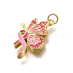 Oktober Brustkrebs rosa Bewusstseinsband Messing Emaille Anhänger&nbsp;LS-KK-S517-04D-D