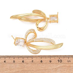 Pendientes colgantes de latón con micro pavé de circonitas cúbicas transparentes para mujer&nbsp;EJEW-F418-25G