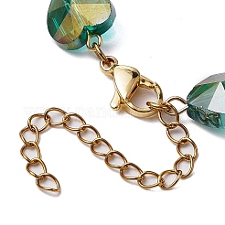 Bracciali a maglie in vetro a forma di cuore sfaccettato per donna&nbsp;BJEW-JB10894