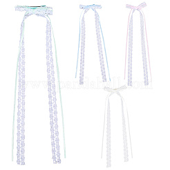 8 шт. 4-х цветные кружевные банты из полиэстера с заколками для волос из кожи аллигатора PHAR-CY0001-01