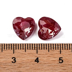 ガラスラインストーンカボション  後ろ向き  多面カット  ハート  シャム  10x10x5mm&nbsp;RGLA-A026-09B-208DE