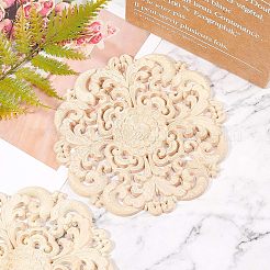 Artisanat d'applique onlay sculpté en bois massif naturel&nbsp;WOOD-WH0101-58