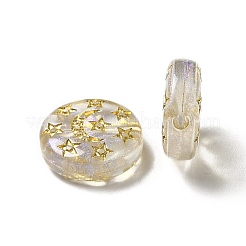 メッキアクリルビーズ  ゴールドライン入り  スター＆ムーンとフラットラウンド  ゴールド  5x12.5mm  穴：1.5mm&nbsp;MACR-J123-41