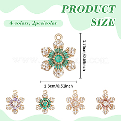 8 pièces 4 couleurs laiton micro pavé pendentifs zircone cubique&nbsp;KK-ME0004-60