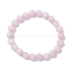 Круглые эластичные браслеты из натуральных бусин кунцита для женщин BJEW-JB12235