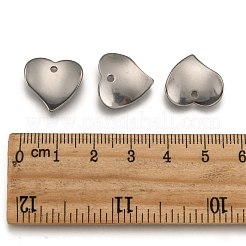 変色しにくい304ステンレススチールのハートチャーム  ウェーブのかかった  ステンレス鋼色  15x16x1mm  穴：1mm&nbsp;STAS-M004-02