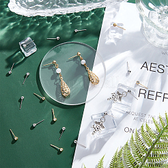 40 шт. 2 цвета латунная фурнитура для сережек-гвоздиков&nbsp;KK-PH0004-80