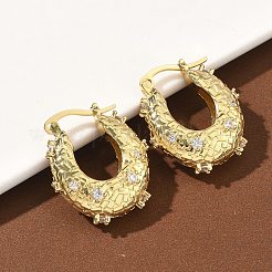 Латунные серьги-кольца из прозрачного кубического циркония&nbsp;EJEW-C181-07G