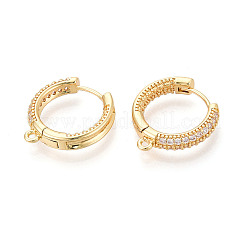Латунные серьги-кольца из прозрачного кубического циркония&nbsp;KK-N276-20G