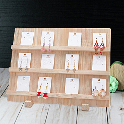 3-stöckige rechteckige Holz-Ohrring-Display-Kartenständer&nbsp;EDIS-WH0029-78