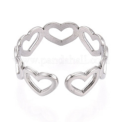 Кольцо-манжета с открытым сердцем из нержавеющей стали 304 RJEW-S405-194P