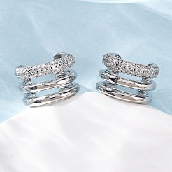 Латунные серьги-манжеты из прозрачного кубического циркония&nbsp;EJEW-H158-23P