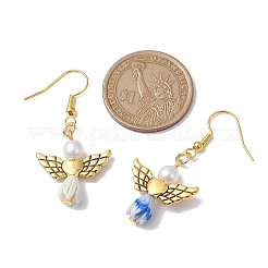 Pendientes colgantes de resina y aleación dorada antigua de ángel&nbsp;EJEW-JE05686-10