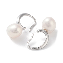 女性用天然パールダングルイヤリング  スターリングシルバーピンと  プラチナ  20.5~21x9mm&nbsp;EJEW-C082-13D-P