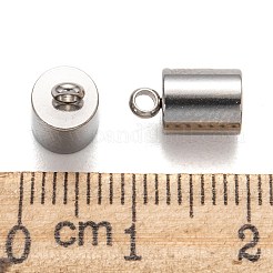 変色しにくい304ステンレススチールコードエンド  エンドキャップ  ステンレス鋼色  10x6mm  穴：2mm  内径：5mm&nbsp;X-STAS-M250-05
