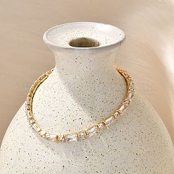 Браслеты из латуни с прозрачным фианитом в форме прямоугольника и плоских круглых звеньев BJEW-YWC0002-02G