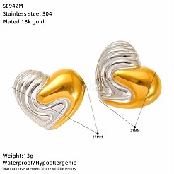 Boucles d'oreilles puces bicolores en acier inoxydable 304 pour femmes&nbsp;WGF242D-01