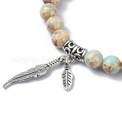 Эластичные браслеты из синтетической императорской яшмы с круглыми бусинами&nbsp;BJEW-TA00447