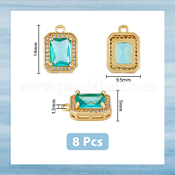 8 шт. 2-цветные восьмиугольные прямоугольные латунные подвески с микропаве из кубического циркония&nbsp;KK-DC0002-81
