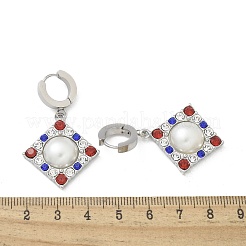 Серьги-кольца в форме ромба из нержавеющей стали 304&nbsp;EJEW-A119-11P