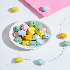 30шт 5 цвета деревянные бусины&nbsp;WOOD-LP0001-22