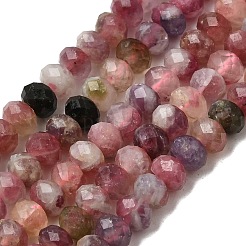 天然のマルチカラートルマリンビーズ連売り  ロンデル  ファセットビーズ  5.5x4mm  穴：0.8mm  約93個/連  15.43''（39.2センチメートル）&nbsp;G-D110-E02-05