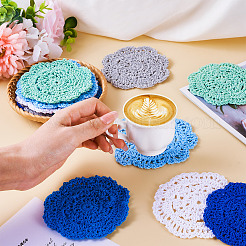 12 шт. 6-х цветные коврики для стола из полиэстера и хлопка ручной работы&nbsp;AJEW-MB0001-08