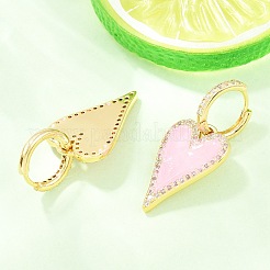 Orecchini a cerchio a forma di cuore in ottone con micro pavé di zirconi cubici trasparenti per San Valentino&nbsp;EJEW-Z164-10G